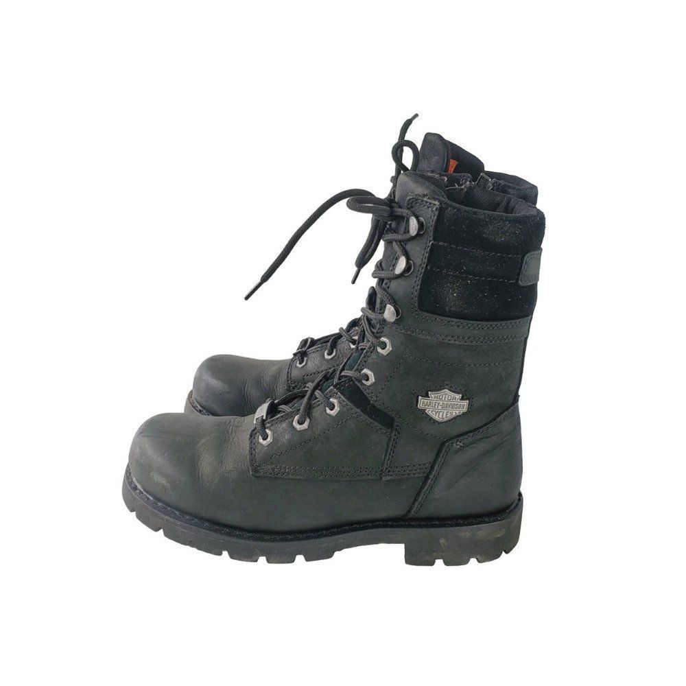 Harley-Davidson Men's Black Leather Lace Up Ankle Combat Moto Boots Size 8.5